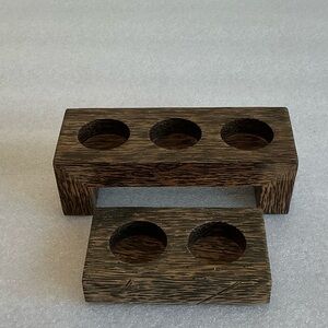 Coconut Wood Tea Candle Holder Set